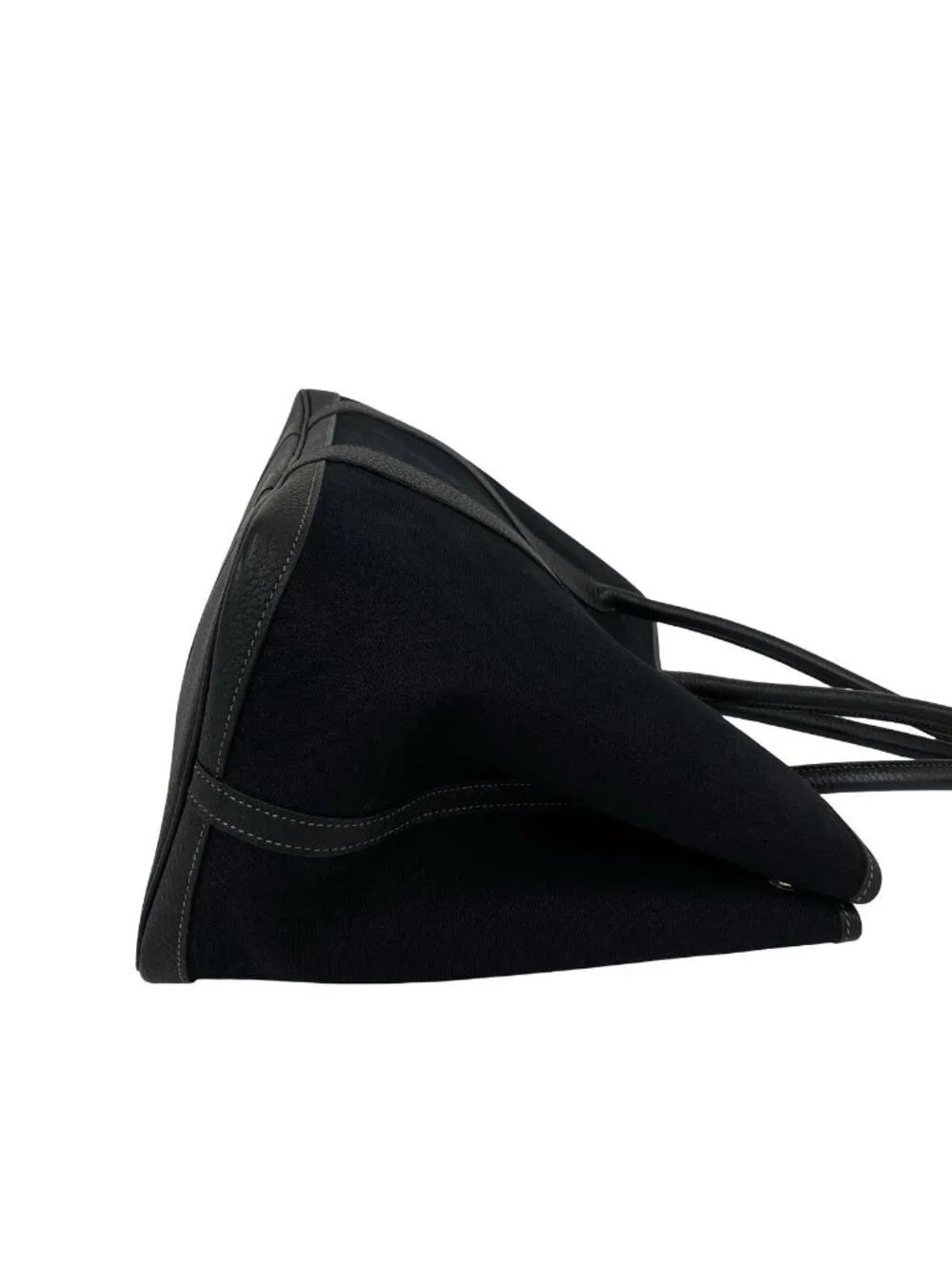 Hermes Garden Party PM Toile Officier Buffalo Tote Bag Black